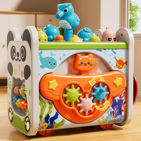 XINNOVEL 6-in-1 3 Hammering 2+ Montessori Toys for Year Old, Pounding Toy with Xylophone, Number Maze, Spinning Gear