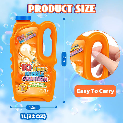 Bottles Bubbles Refill Solution, 32 OZ Bubble Liquid for Bubble Machine, Gun & Wand, Concentrated for Summer Activities