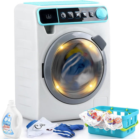 Kids Toy Washing Machine, Realistic Pretend Play Appliance for Girls, Interactive Toy