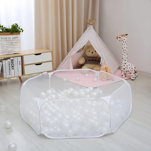 Kids Ball Pit Large Pop Up Children Ball Play Tent for Toddlers Girls Boys for Indoor Outdoor Baby Playpen with Carry Tote, Balls Not Included (White)…