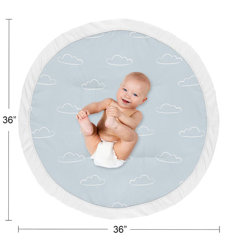Tummy Sweet Jojo Designs Blue Clouds Boy Baby Playmat Time Infant Play Mat - Slate and White Cloud Sky for Vintage
