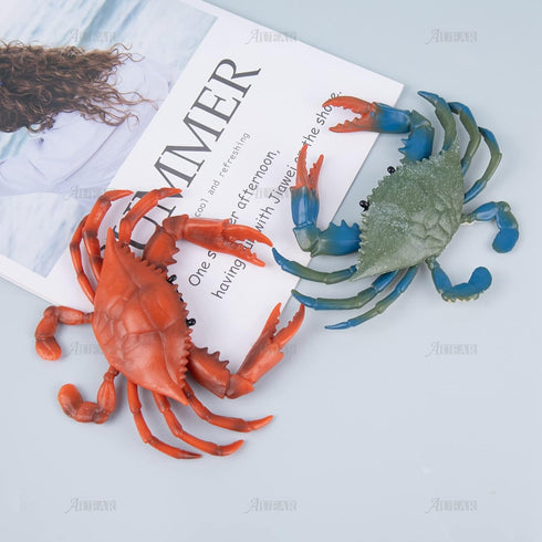 AUEAR, 2 Pack Fake Animal Sea Life - Blue Red Crabs Action Figures Ocean Model Ornament for Swim Bath