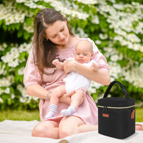 4 9 Pack, Mancro Breastmilk Cooler Bag Travel, Fits Baby Bottles Up to Ounce, Baby Bottle Bag with Ice Insulation