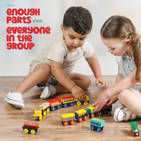 Set 12 Set 3 Sets Play22 Wooden Train PCS - Train Toys Magnetic Includes Engines - Toy Train For Kids Toddler Boys