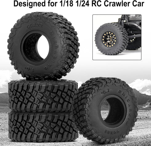 OGRC 1.0 All Terrain Super Soft Tires for 1/18 TRX4M, 1/24 RC Crawler Axial SCX24 FMS FCX24-55 * 22mm