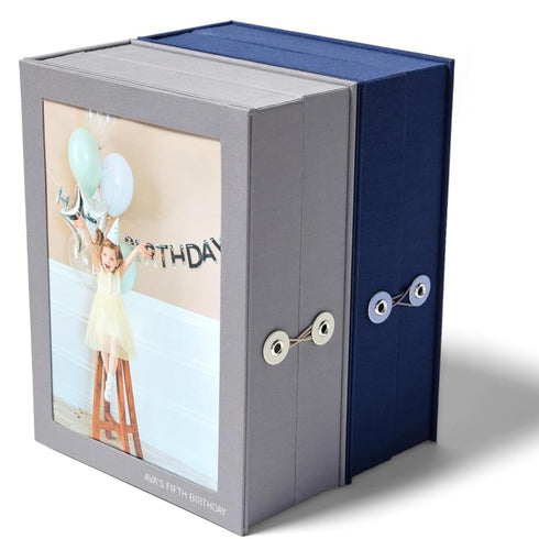 Savor Small Baby Story Box Fabric Photo Frame with Keepsake Box | Storage for Newborn Picture, Hospital Bracelet