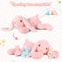 MaoGoLan 4Pcs Giant Bunny Stuffed Animal with 3 Babies Inside, 24" Pink Easter Bunny Plush Toys
