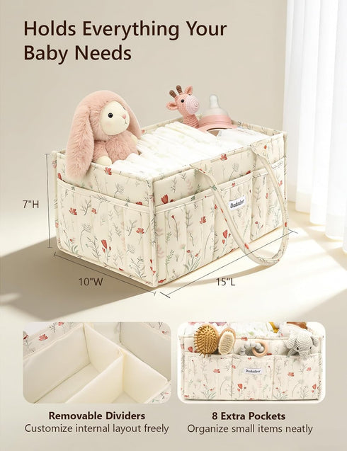 DADADEER Baby Diaper Caddy Organizer, Portable Nursery Storage Basket for Newborn Essentials, Changing Table & Car