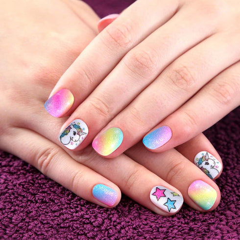 Set 3-12 Golray Kids Nail Polish for Girls, All-in-One Nail Art Kit - Dryer/ Glitter Powder/ False Nails/ Nail Decals/