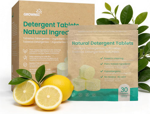 GROWNSY Bottle Washer Detergent Tablets, Plant-Based Enzyme Formula, Removes Milk Residue, Grease
