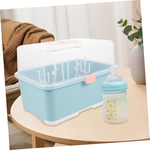 Large Capacity Bottle Storage Box with Drying Rack for Pacifiers and Tableware Portable Feeding Organizer in Bright