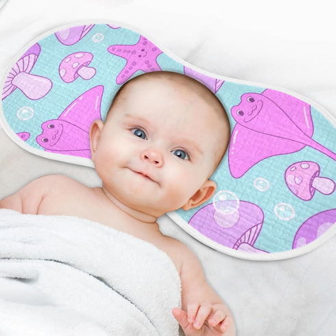 tplaotee 22x11in Ocean Animal starfishes Purple Pink Cotton Baby burping Cloths Easy Care Baby wash Cloth for Unisex