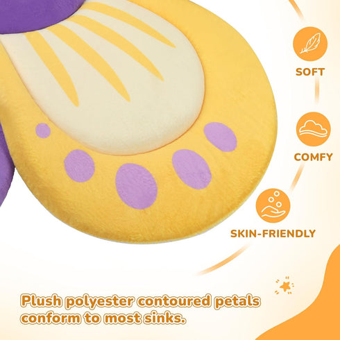 Flower Baby Bath Pad for Infant Bathtub Sink Flower Mat Tub Little Lotus - Petal Soft Supports Lounger Newborn Bathing