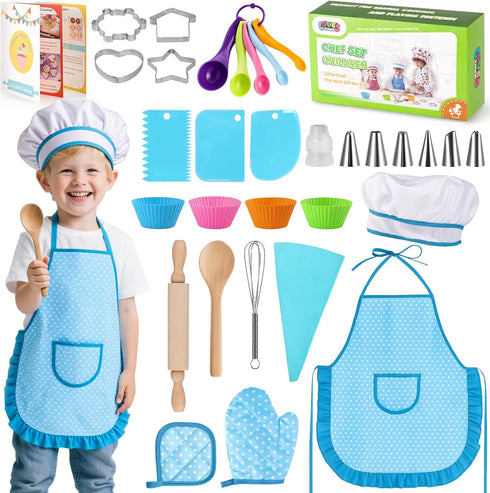 LovesTown Kids Cooking and Baking Sets, 32PCS Play Kitchen Accessories Pretend Play