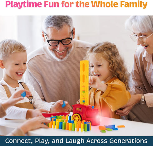 300 Pcs Domino Train Set - Automatic Rally Setter for Ages 4-10, Montessori Toy with Colorful Tracks