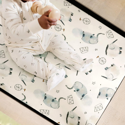 Pack n Play Sheets Fitted 2 Pack - Stretchy Ultra Soft Jersey Knit for Portable/Mini Crib Mattresses, Cute Elephant