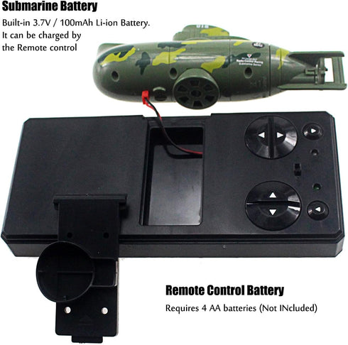 Tipmant Mini RC Submarine Remote Control Boat Ship Military Model Electronic Water Toy Diving for Fish Tank Water Tub