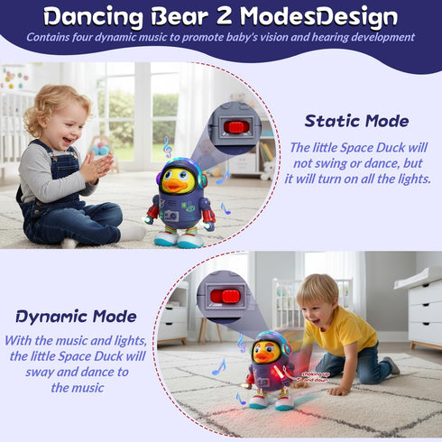 WRYBV Dancing Space Duck Toy, Space Duck Dancing Musical Interactive Toy, Walking Duck Baby Robot, Electric Dancing