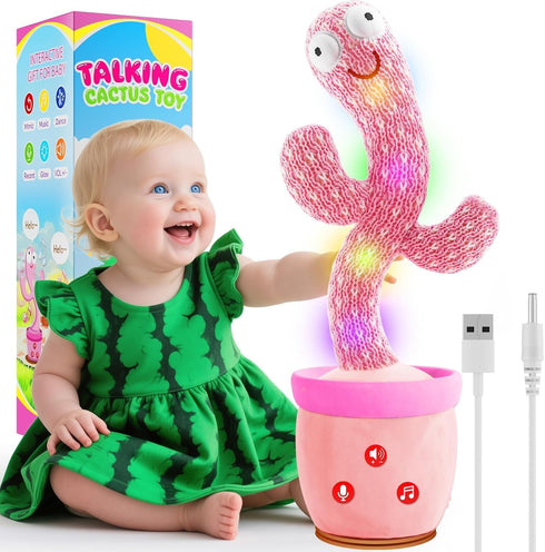 River Mill Rechargeable Dancing Talking Cactus Toy, Singing Cactus Baby Toy that