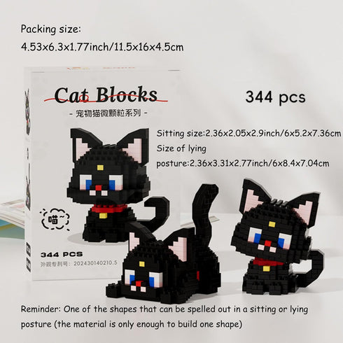 344 Mini Cat Building Blocks for Adult Party Favors Gift Pcs (Black Cat)
