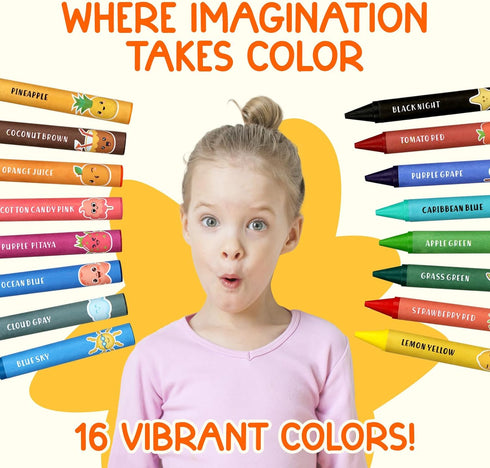 (16 TinyGeeks Jumbo Crayons Colors) Non-Toxic, Washable, Easy-to-Hold Art Supplies for Toddlers and Kids Perfect