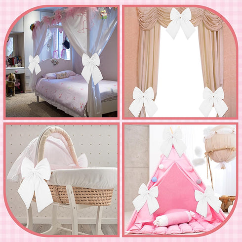 2 11 16 inch Riceshoot Pcs Large Crib Bows x Coquette Bow Decorations for Nursery Crib Canopy Bed Large Bow Room