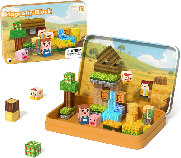 54PCS Travel Magnetic Blocks, Mini Magnet Toys for Kids,Magnetic Building Blocks Cube,