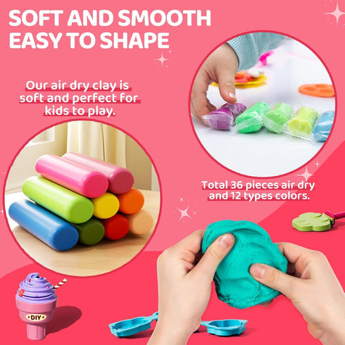 Beby Buty 80 Set 3 4 5 6 3-5 4-8 Ice Cream Toys Air Dry Clay Kit for Kids, PCS Ice Cream Shop Food Toys for Girls Years
