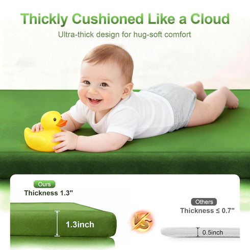 Fengdulong 59"71" 1.3" Tummy Ultra Soft Baby Play Mat for Floor, Playpen Mat, Thick Memory Foam, Non-Slip Time Mat