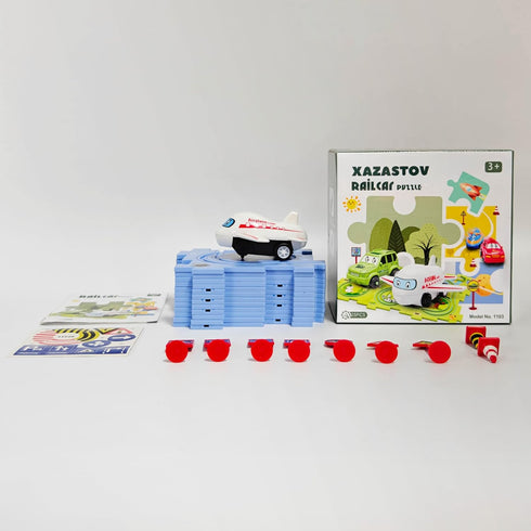 Plastic Floor Puzzles for Kids with Airplane Toy Car, Educational Track Car Play Set for Ages 2-6