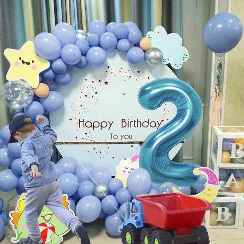 2 Number Balloon Blue Big Number Balloons 40 Inch Kit for Happy Birthday Party Decorations