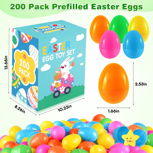 200 Pack Gloween Prefilled Easter Eggs with Assorted Toys, Easter Surprise Eggs for Easter Basket Stuffers/Fillers
