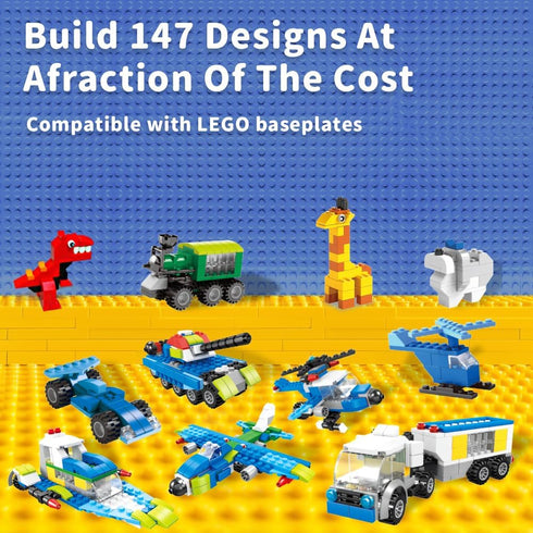 1100 Piece Building Blocks Classic Building Toys, Creative Bulk Sets Compatible with Legos, 17 Colors Mixed, 147 Shapes