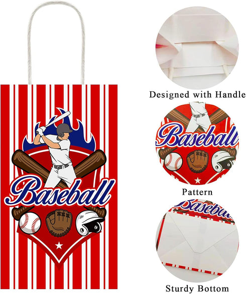 chiazllta 12 Pcs Baseball Party Treat Bags, Kids Boys Girls Gift Candy Goodie Snack Favor Bags for Sports Game