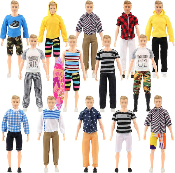 SOTOGO 27 Pieces Doll Clothes and Accessories for 12" Boy Dolls - Casual Clothes, Career Outfits, Shoes