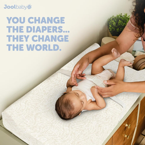 Jool Baby Serenity Soft Changing Pad + Washable Cover, Non-Slip - Fits Standard Changing Tables & Dressers (Wave