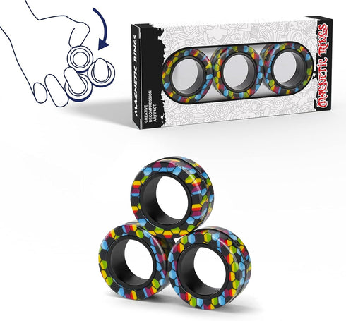 Magnetic Rings Fidget Toy Set, Idea ADHD Fidget Toys, Adult Fidget Magnets