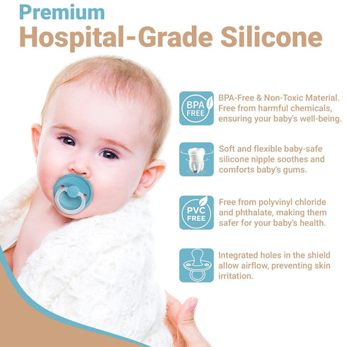 Button Me 6-18 2-Pack 6-18 ButtonMe Premium Soft Silicone Pacifiers Months BPA Free Baby Pacifier - of Comfortable