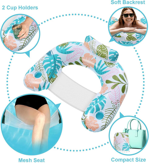 ANNIL3 Pack Swimming Summer Adult Inflatable Pool Floats Chair, Water Leisure Inflatable Floating Chair,Drink Holder