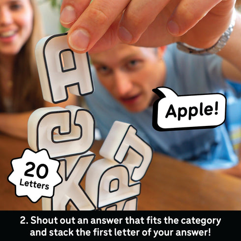 160 20 8+ 2-8 Lucky Egg Stack It Hilarious Stacking Family Games for Kids and Adults | Categories, Letters, Timer