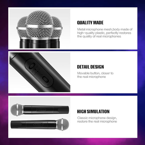 Zubebe 8 Pack Fake Microphone Prop, Halloween Plastic Pretend Microphone for Speech Practice, Plastic Microphone Stage