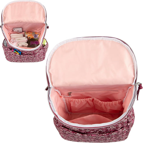 Backpack Multi-Function Floral Diaper and Travel Nappy Baby Bag with Changing Pad and Stroller Straps