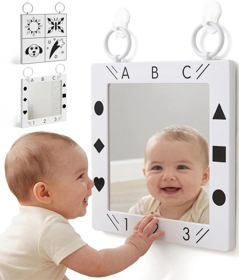 Premium Tactile Baby Mirror Toy for Tummy Time & Play, Double-Sided High-Contrast