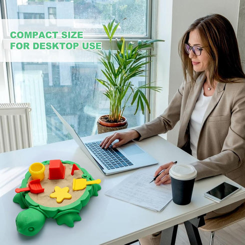 EAMC XHXX Mini Desktop Turtle Sandbox with Soft Sand and Small Tools -Premium Sand Garden for Desk Kit - Mini Zen