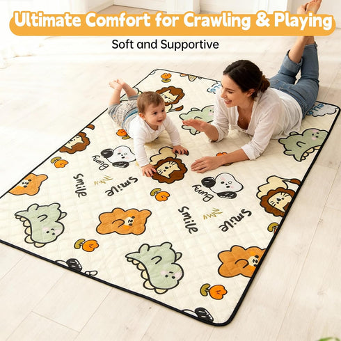 Fevbcnrj 65x50 Inch Playpen Mat, Playmat for Floor, Cushioning Padding Foam Playmat, Non-Slip for Play, Foldable