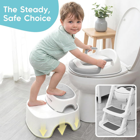 Set(One Maliton Baby Potty Training Seat with Step Stool, Potty Training Toilet for Boys Girls, Anti-Slip Toddler Stool