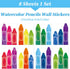8 Whaline Sheet Crayons Wall Decals Waterproof Watercolor Crayons Wall Stickers Educational Wall Corner Stickers
