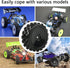 4 Pcs 1/10 On-Road Wheels and Tires, 12mm Hex Black Hard Dish Wheel and Rally Block Tyre for Street Racing