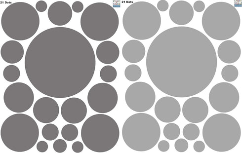 Wall Decor Dots - Polka Dot Wall Decals for Girls Room, Bedroom Kids Art Stickers (Dark & Light Grey)