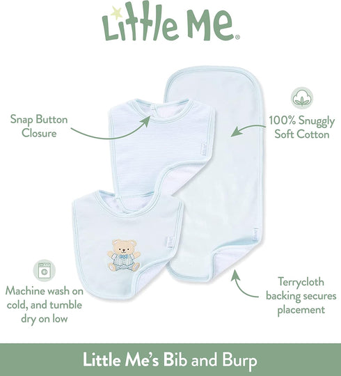 Little Me Clothes for Baby Boys' 3-Piece Giraffe Bib and Burp Set